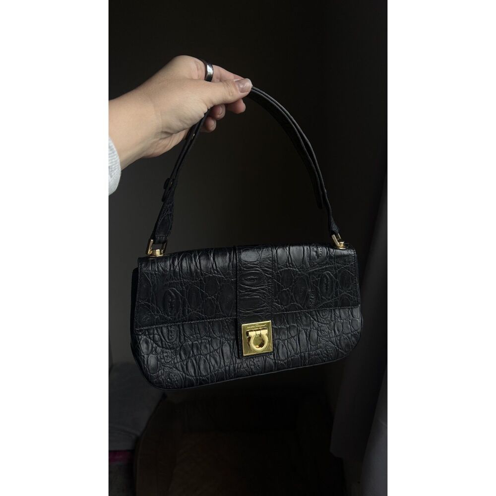 Ferragamo Black Gancini handbag